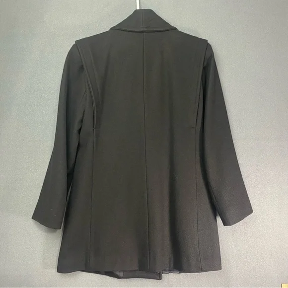 Women’s Vintage Black Wool Pea Coat Size 4 Warm Winter Preppy Quiet Luxury - Picture 7 of 10